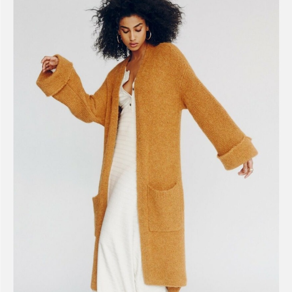 Free People Live In Tokyo Cardigan Chestnut Camel With Pockets Size S